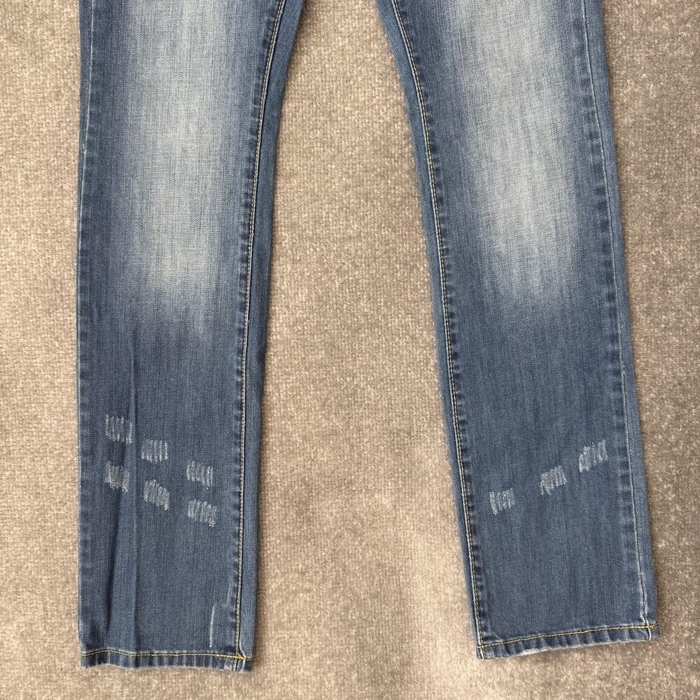 Dsquared2 Jeans Mens 29 Blue Straight Leg Distressed Denim Made Italy Designer - Picture 3 of 15